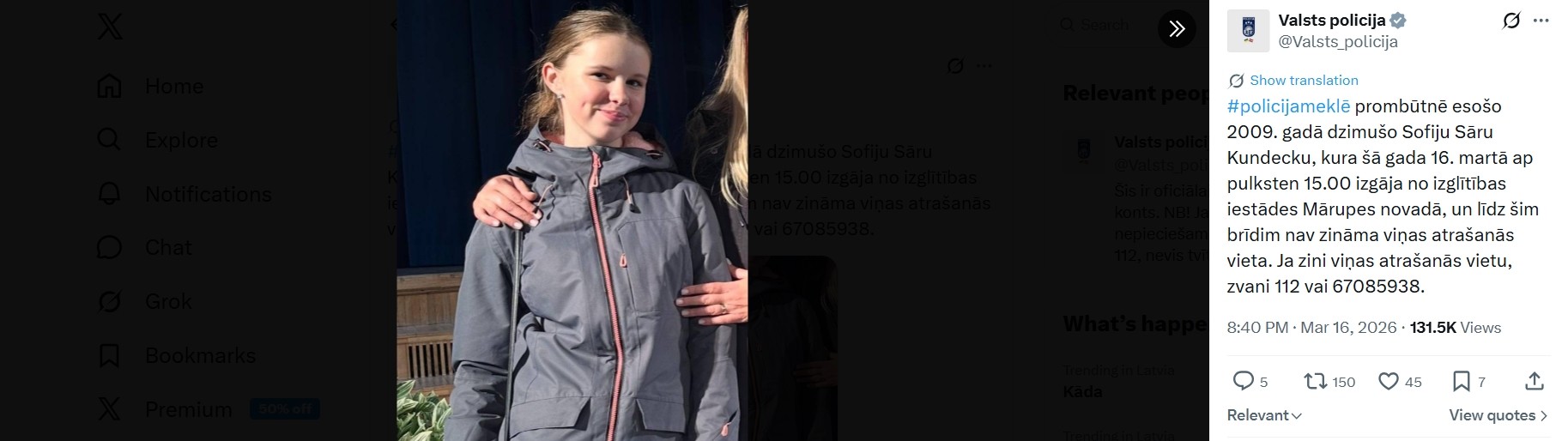 Atkal Daugava un atkal pašnāvība. 16 gadus vecā Sofija Sāra Kundecka atrasta Rīgā bez dzīvības pazīmēm (Bilde 4)